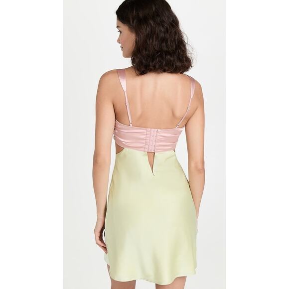 Hansen & Gretel Honeydew Blush Melon Silk Satin Sleeveless Mini Dress Size XS - Picture 2 of 12
